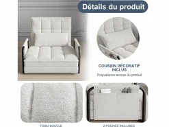 Discount Sofá cama individual convertible - Terciopelo - Sillón y respaldo ajustables en 5 posiciones - Sofá Vintage