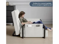 Discount Sofá cama individual convertible - Terciopelo - Sillón y respaldo ajustables en 5 posiciones - Sofá Vintage