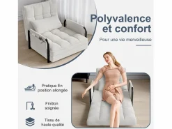 Discount Sofá cama individual convertible - Terciopelo - Sillón y respaldo ajustables en 5 posiciones - Sofá Vintage