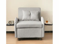 Clearance Sofá cama individual extraíble multifuncional: con función de cama, sillón y sillón, sofá cama ajustable en tres posiciones, mesas de té plegables Gris