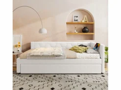 Outlet Sofá cama infantil - 90 x 200 cm + 90 x 190 cm - con lámpara de noche + USB - terciopelo - rosa Cama Diván|Cama Nido