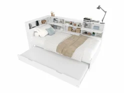Merax Sofá cama infantil - 90 x 200 cm + 90 x 190 cm - cama nido - cabecero con almacenaje - madera + MDF -
