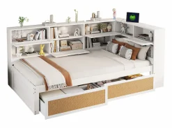 Hauss Spole Sofá cama infantil y madera 90x200cm con cajones, múltiples espacios de almacenaje y puerto de carga (sin colchón)