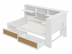 Hauss Spole Sofá cama infantil y madera 90x200cm con cajones, múltiples espacios de almacenaje y puerto de carga (sin colchón)