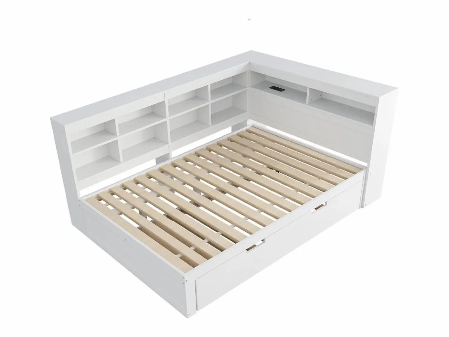 Best Sofá cama infantil de 140 x 200 cm con cama nido de 90 x 190 cm - con puerto USB y amplio espacio de almacenamiento - madera - Cama Diván