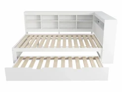 Best Sofá cama infantil de 140 x 200 cm con cama nido de 90 x 190 cm - con puerto USB y amplio espacio de almacenamiento - madera - Cama Diván