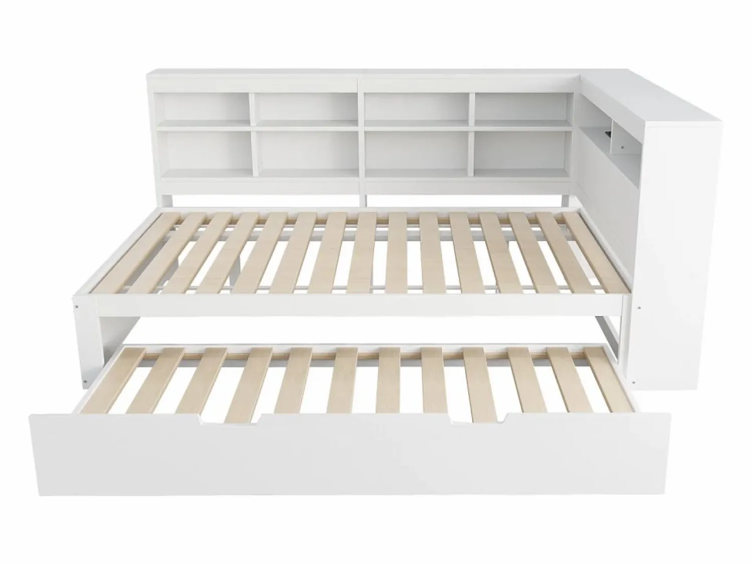 Best Sofá cama infantil de 140 x 200 cm con cama nido de 90 x 190 cm - con puerto USB y amplio espacio de almacenamiento - madera - Cama Diván