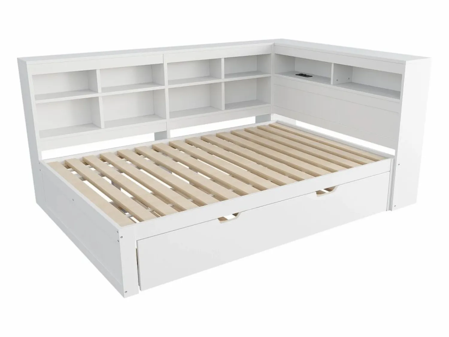 Best Sofá cama infantil de 140 x 200 cm con cama nido de 90 x 190 cm - con puerto USB y amplio espacio de almacenamiento - madera - Cama Diván