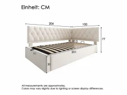 Outlet Merax Sofá cama infantil tapizado - 90 x 200 cm - con almacenaje hidráulico - terciopelo - Beige