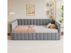 Discount Sofá cama infantil tapizado - 90 x 190 cm - con 2 cajones - terciopelo - Cama Diván
