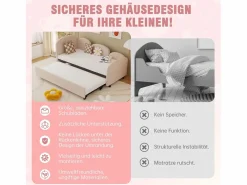 Best Merax Sofá cama infantil tapizado - 90 x 200 cm - con cajón de almacenaje - en terciopelo - Rosa