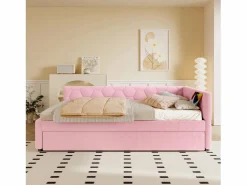 Hauss Spole Sofá cama infantil 90x200 cm con cama nido 80x180 cm, terciopelo , sin colchón