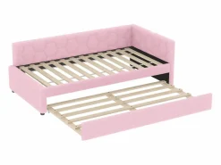 Hauss Spole Sofá cama infantil 90x200 cm con cama nido 80x180 cm, terciopelo , sin colchón