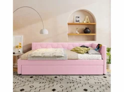 Hauss Spole Sofá cama infantil 90x200 cm con cama nido 80x180 cm, terciopelo , sin colchón