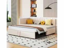 Online Sofá cama infantil 90/180x200cm en terciopelo convertible, con respaldo y cabecero acolchados, sin colchón Cama Nido