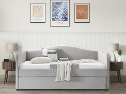 Sale Vente-unique Sofá cama MATHILDE con cama nido, 2 x 90 x 190 cm, terciopelo Gris claro