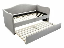 Sale Vente-unique Sofá cama MATHILDE con cama nido, 2 x 90 x 190 cm, terciopelo Gris claro