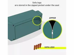 Modus Sofa Sofá cama moderno de 2 plazas en tejido Larimar para Salón y sala de estar -