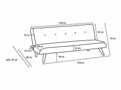 Modus Sofa Sofá cama moderno de 2 plazas en tejido Larimar para Salón y sala de estar -