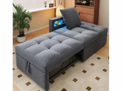 Best Sofá cama multifuncional - respaldo ajustable - reposabrazos con bandas luminosas LED - Puerto USB/Type-C - Sillón Cama