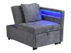 Best Sofá cama multifuncional - respaldo ajustable - reposabrazos con bandas luminosas LED - Puerto USB/Type-C - Sillón Cama