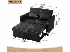 New Sofá cama multifuncional, asiento doble retráctil, respaldo regulable en 3 posiciones, PU impermeable, color Sofá De Piel