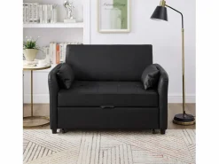 New Sofá cama multifuncional, asiento doble retráctil, respaldo regulable en 3 posiciones, PU impermeable, color Sofá De Piel
