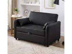 New Sofá cama multifuncional, asiento doble retráctil, respaldo regulable en 3 posiciones, PU impermeable, color Sofá De Piel