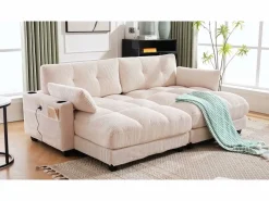 Sofá cama multifuncional de 1 plaza (salón/diván/sillón) - Puertos USB + almacenamiento - Ecológico - Ideal para estudios