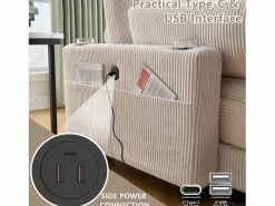 Sofá cama multifuncional de 1 plaza (salón/diván/sillón) - Puertos USB + almacenamiento - Ecológico - Ideal para estudios