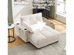 Sofá cama multifuncional de 1 plaza (salón/diván/sillón) - Puertos USB + almacenamiento - Ecológico - Ideal para estudios