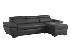 Clearance Sofá cama ángulo derecho bimateria piel JONOVA - Antracita Sofá - 4 Plazas|Sofá De Piel