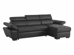 Clearance Sofá cama ángulo derecho bimateria piel JONOVA - Antracita Sofá - 4 Plazas|Sofá De Piel