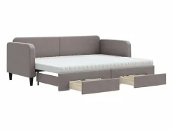 Discount Clicnbuy Sofá cama nido con cajones tela gris taupe 80x200 cm Topo