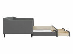 vidaxl Sofá cama nido con cajones tela oscuro 90x190 cm