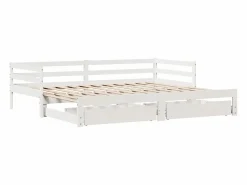 Clicnbuy Sofá cama nido con cajones madera maciza pino blanca 90x190 cm
