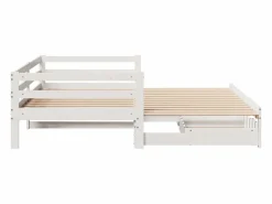 Clicnbuy Sofá cama nido con cajones madera maciza pino blanca 90x190 cm