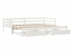 Clicnbuy Sofá cama nido con cajones madera maciza pino blanca 90x190 cm