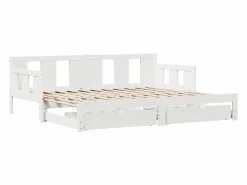 Sale Sofá cama nido con cajones madera maciza pino blanca 90x190 cm Cama Diván|Cama Nido