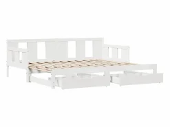 Sale Sofá cama nido con cajones madera maciza pino blanca 90x190 cm Cama Diván|Cama Nido