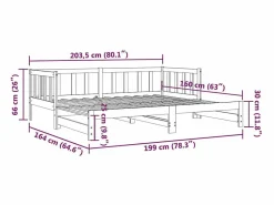 Clearance vidaxl Sofá cama nido madera maciza de pino 80x200 cm Blanco