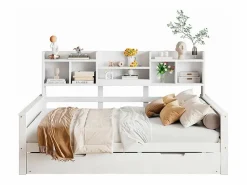 Outlet Sofá cama nido 140x200 cm - Cama nido 90x190 cm - con almacenamiento - somier de láminas - pino macizo - (colchón no incluido) Cama Nido