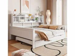 Outlet Sofá cama nido 140x200 cm - Cama nido 90x190 cm - con almacenamiento - somier de láminas - pino macizo - (colchón no incluido) Cama Nido