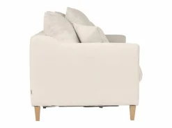 Outlet Sofá cama nórdico 3 plazas de tela efecto aterciopelado y madera clara LOUISE Sofá Escandinavo