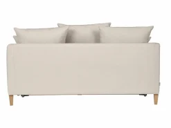 Outlet Sofá cama nórdico 3 plazas de tela efecto aterciopelado y madera clara LOUISE Sofá Escandinavo