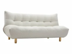 Sofá cama nórdico 3 plazas de borreguillo y madera clara YUMI Sofá Escandinavo