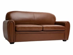 Best Miliboo Sofá cama 3 plazas de piel marrón CLUB Marru00f3n