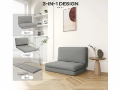 New Sofá cama plegable 3 en 1 con tejido de terciopelo, hasta 240 kg, (120x275x10 cm) Sillón Cama