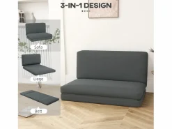 Sale Sofá cama plegable 3 en 1, funda de terciopelo, espuma gruesa, oscuro (270 x 138 x 10 cm) Gris