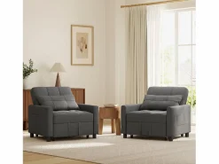 Discount Sofá Cama Plegable Bealife - Sillón Individual Convertible en Chaise Longue con Almohadilla Ajustable, Almacenamiento Integrado y Ruedas Gris antracita